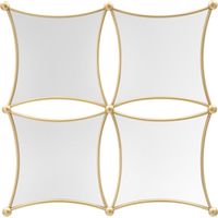 Specchio da parete Jalo con composizione multispecchio in ferro dorato