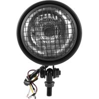 Phare Moto Rétro 35W 1750lm, Grille Pare-Phare Universelle, Lentille Blanche Haute Luminosité, Projecteur Moto