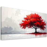 Image sur Toile, Arbre rouge Abstraction Nature,80x40