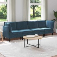 vidaXL Ensemble de meubles pour le salon 4 pcs Bleu Velours