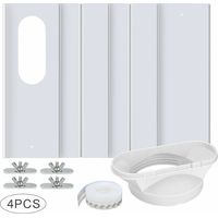 Juego de 4 placas ajustables para aires acondicionados portátiles – Longitud ajustable de 43 a 140 cm – PVC duradero – Fácil instalación en ventanas correderas