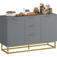 Aparador para Salón con 3 Cajones 2 Puertas y Estante Ajustable Mueble Auxiliar para Salón Antivuelco 120x40x76 cm Gris