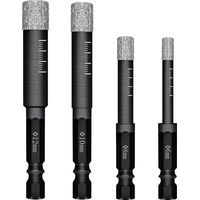Lot de 4 Forets Mèches diamant pour Carrelage Céramique Grès Cérame Tuiles Verre Pierre. Mèches Diamantées Professionnelles Carreaux de Céramique Drill Bits Tool - 6mm 8mm 10mm 12mm
