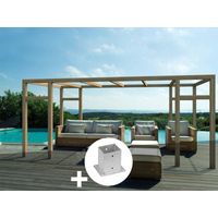 Pergola en bois lamellé-collé Montreuil 500 x 300 cm + 8 supports poteaux - Maderland