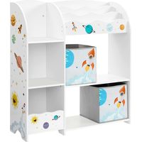 Songmics – Étagère bibliothèque enfant blanche – 3 compartiments + 2 tiroirs en tissu – Coins arrondis et dispositif anti-basculement – GKR42WT