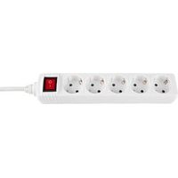 Socle électrique 5 prises Schuko + interrupteur + câble 1,5mts Couleur Blanc 9635