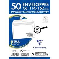 Enveloppe - CLAIREFONTAINE - Adhéclair - 114x162 mm - 90g - paquet de 50