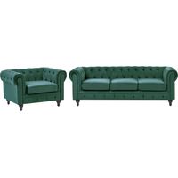 Sofa Set 4-Sitzer CHESTERFIELD Samtstoff Grün
