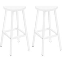 Klihome 2x Sgabelli da Bar, Sgabello da Bar con Gambe Poggiapiedi, Sgabello senza Schienale per Cucina, Sala da Pranzo e Bar, Bianco