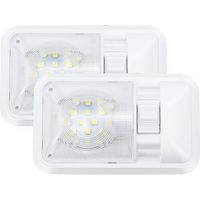 12 V plafonnier LED RV 280 lm, lampe de toit éclairage intérieur pour remorque, camping-car avec interrupteur (Lot de 2)
