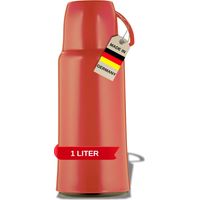 Helios Elegance - Thermos rosso, 1,0 l, per 6 ore, mantiene le bevande calde e fredde, design robusto, ideale per i viaggi