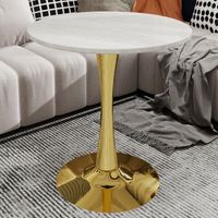 Table basse ronde 70 cm (27,6 pouces), plateau en marbre reconstitué , pieds métalliques dorés — style minimaliste - B