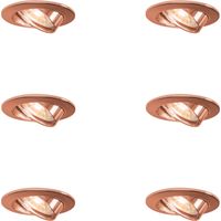 Qazqa – Ensemble de 6 spots encastrables ronds en cuivre – Douille GU10 – Intensité variable – 50W max – Pour intérieur moderne et industriel