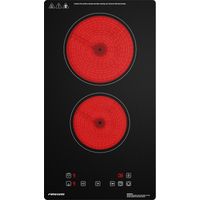 Plaque de Cuisson Vitrocéramique Noir FIREGAS, 2 foyers, 3000W, 9 niveaux, minuterie 1-99 min, compatible tous feux