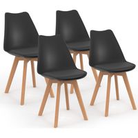 Idmarket – Lot de 4 chaises scandinaves noires – Assise en polypropylène – Pieds en bois d'hévéa – Hauteur 79,5 cm – Confort optimal pour salle à manger