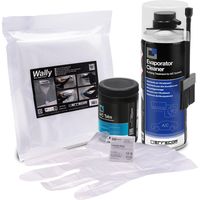 ERRECOM Kit pulizia climatizzatori, include Evaporator Cleaner PRO pulitore climatizzatore+pennello setole dure, cover protettiva Wally, A/C Tabs 40 pastiglie climatizzatore azione prolungata, guanti
