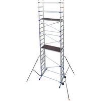 Marca – Échafaudage en aluminium 3 niveaux – Hauteur de travail max 573 cm – Charge maximale 150 kg – Base 114 x 156 cm – 4 stabilisateurs télescopiques
