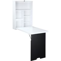 Tavolo Scrivania Pieghevole a Muro con Lavagna, 60x94.5x147cm, Bianco e Nero