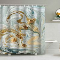 Duschvorhang mit Marmormuster (150 x 180 cm), bedruckter, wasserdichter Stoffduschvorhang, Duschvorhang aus Polyester mit geometrischem Muster, inklusive 12 Haken.