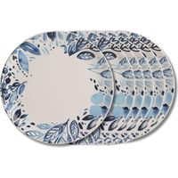 Trend - Assiette plate Jardin bleu 27 cm (lot de 6)