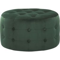 Beliani – Pouf rond en velours vert foncé 55 cm – Assise rembourrée épaisse – Style glamour – Pour salon et chambre – Facile à entretenir