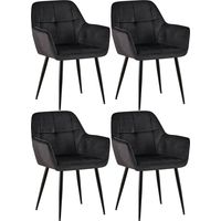 Juego de 4 sillas de salón Emia en terciopelo Negro Terciopelo