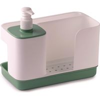 Snips Riordinello - Dispenser Sapone Cucina e Bagno 3in1, Set Porta Spugne Lavello Cucina, Porta Sapone Dosatore 400ml e Strofinacci, Organizer Lavello Salvaspazio 21x12x18 Made in Italy, Bianco/Verde