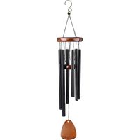 Carillon éolien à six tubes en métal, ornement pendentif noir
