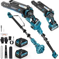 2-in-1 Akku-Hochentaster mit Teleskopstiel 8 Zoll – Bürstenloser 1200-W-Motor, 2× 4,0-Ah 21-V-Akkus, Verlängerung bis 4 m
