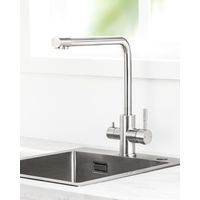 Sofetiy Max Grifo de cocina de 3 vías, giratorio 360°, con filtro de agua para fregadero, grifo de agua potable de 2 palancas, cepillado