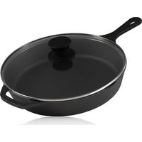 BBQ-Toro Gusseisen Grillpfanne Ø 26 cm mit Glasdeckel Bratpfanne