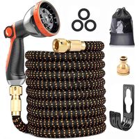 30 m/100 Fuß erweiterbarer Gartenschlauch mit 10 Sprühmustern, passend für 1/2-Zoll- und 3/4-Zoll-Wasserhähne. Langlebige massive Messingbeschläge für die Reinigung der Gartenbewässerung