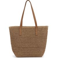 Sac à bandoulière en paille pour femme, grand cabas été plage, sac tressé fait main.