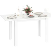 Tavolo da Pranzo Allungabile per 4-6 Persone con Pannelli a Ribalta, Tavolo da Cucina Allungabile in MDF, per Sala da Pranzo, Soggiorno, 120-160x80x78 cm, Bianco Lucido