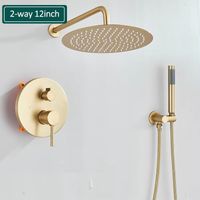 Colonne de douche dorée brossée – système de douche effet pluie – robinet encastré – système de douche chaud et froid pour centre commercial ( 2 voies 12 pouces )
