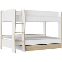 Gami ROOMY Etagenbett Weiß und Naturholz 90x200 cm