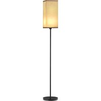 Lampe sur pied contemporaine avec abat-jour en toile et interrupteur au pied, idéale pour salon et chambre, en métal noir