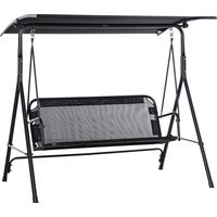 Outsunny – Balancelle de jardin 2 places – Structure en acier – Toit inclinable – Charge max 200 kg – Dimensions 172 x 110 x 155 cm – Noir