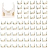60 Pieces 20mm PPR Pipe Clamp Pipe Clamps Fix Support Universal Single Pipe Clip Push-in Pipe Clamps White Plastic Tubing Clips for Garden,Swimming Pool Pipe Fastening