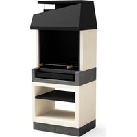 Barbacoa de Obra Kitaway 84Ă—63Ă—206 cm con Parrilla 68,5x42 cm Barbacoa de HormigĂłn y Acero Blanco/Gris para Jardin