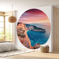 Papier peint rond / cercle - Plage Navagio Grèce - Diamètre 195 cm en 3 Parties