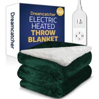 Dreamcatcher Sherpa Fleece Electric Heated Throw Over Blanket Double Polyester 160cm x 120cm Green