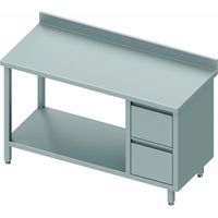 Table Inox Avec 2 Tiroirs A Droite & Etagère - Gamme 600 - Stalgast