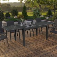 MADRID 135-270 CM Mesa de jardín rectangular extensible para 8-12 personas, gris marengo