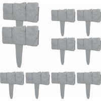 pair 10 Pcs Clôture Bordure Gris Palissade Clôture Effet Pierre PelouseBordure pour Jardin Pelouse