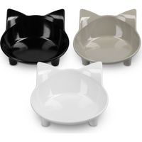 Jeu de 3 gamelles pour chats, plastique, 14,5 × 6,3 cm (blanc + noir + gris)