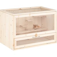 Gabbia per criceti in legno con coperchio a rete e scale multiple