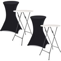 Idmarket – Lot de 2 tables hautes pliantes 105 CM – Plateau en polyéthylène 60 CM – Structure en acier – Housses noires incluses – Rangement facile