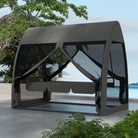 Balancelle de jardin 3 places – Fonction lit avec moustiquaire – Structure en acier imperméable – Charge maximale 300 kg – Dimensions 240L × 140P × 197H cm