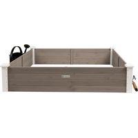 WONDERMAKE® Grand carré Potager en Bois, lit de Jardin surélevé, Jardinière en Bois rectangulaire pour Jardin Balcon extérieur, 122 x 122 x 26,5 cm, Blanc Gris Anthracite
